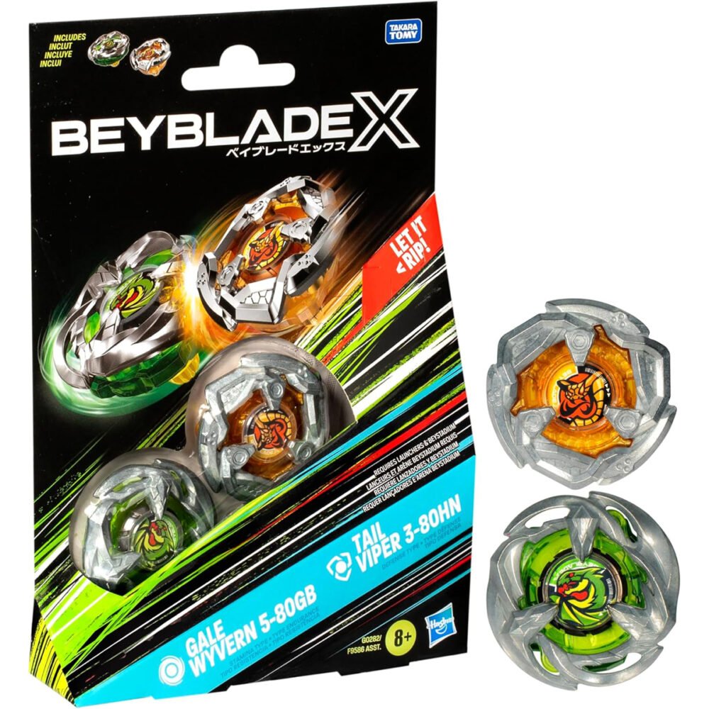 Bey Blade X Gale Wyvern 5-80GB y Tail Viper 3-80HN